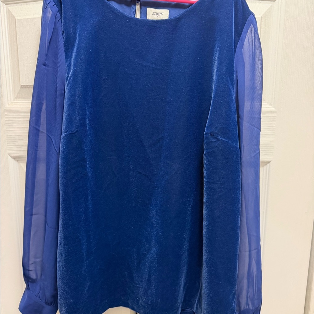J. Crew Royal Blue Velvet Blouse NWT small holiday
